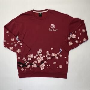 Disney Princess Mulan Sweatshirt Womens Large Embroidered Cherry Blossom Crewnec